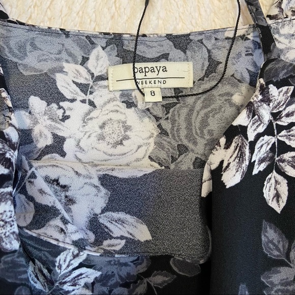 PAPAYA WEEKEND Black Floral Spaghetti Strap Jumpsuit - Size 8 - Picture 6 of 12